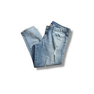GAP 1969 Women’s Skinny Jeans Size 32 Petite Medium Wash Distressed Faded EUC